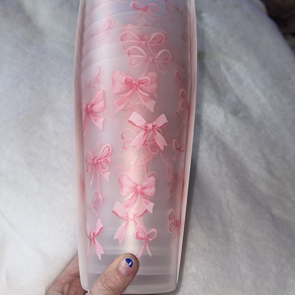 Pink Bow Ribbon Outdoor Tumbler Cups 32oz, Set of 8 Bella Lux Coquette NWT - Picture 3 of 8